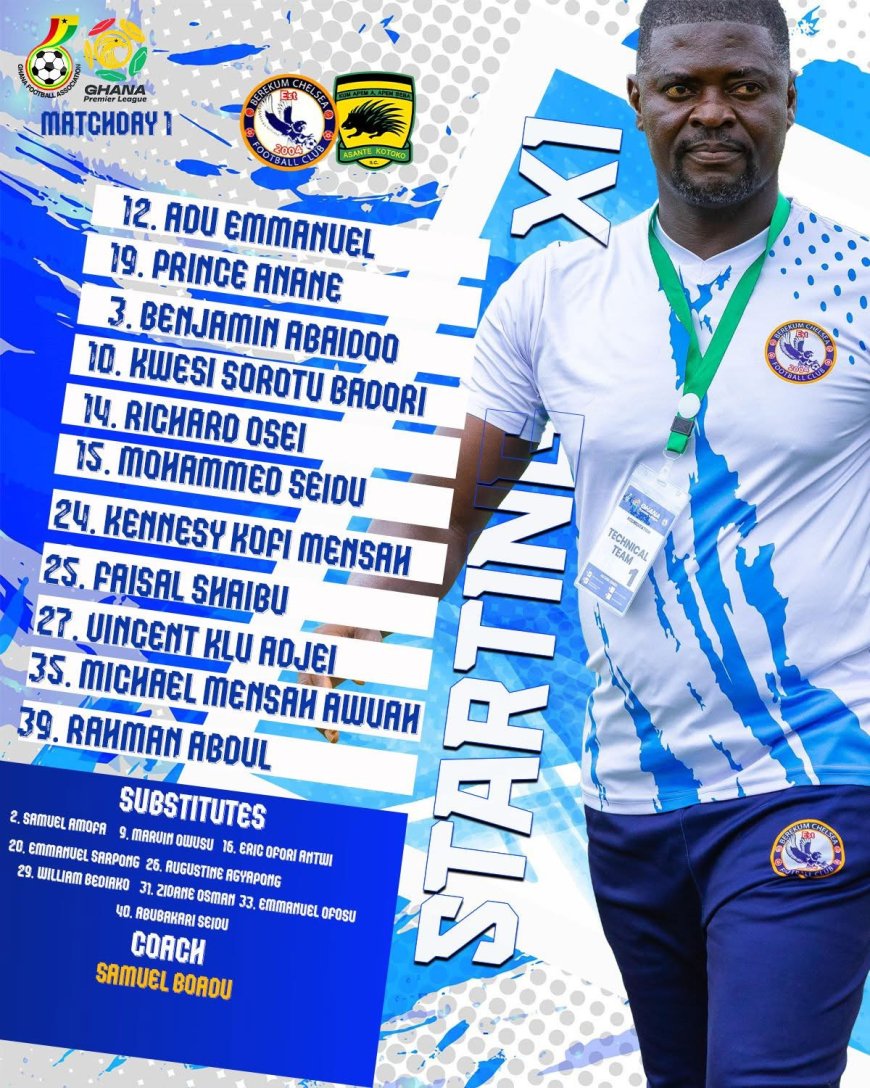 COACHES BOADU AND ZITO ANNOUNCED THEIR STARTING LINEUPS FOR BEREKUM CHELSEA AND ASANTE KOTOKO, RESPECTIVELY