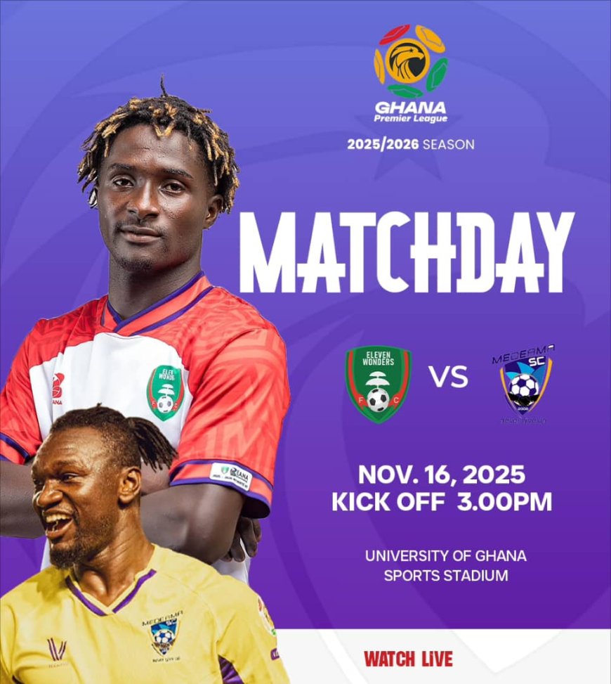 2025-26 GHANA PREMIER LEAGUE PREVIEW: ELEVEN WONDERS WONDERS FACE UPHILL BATTLE AGAINST UNBEATEN MEDEAMA SC IN GPL WEEK 10
