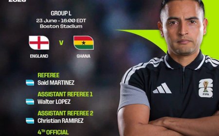 34-YEAR-OLD HECTOR SAID MARTINEZ SORTO TO OFFICIATE ENGLAND VS GHANA IN THE 2026 WORLD CUP 
