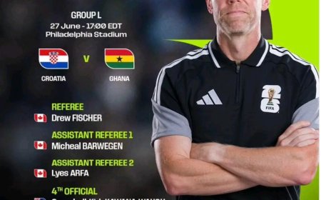 45-YEAR-OLD DREW FISCHER TO OFFICIATE CROATIA VS GHANA IN THE 2026 WORLD CUP 